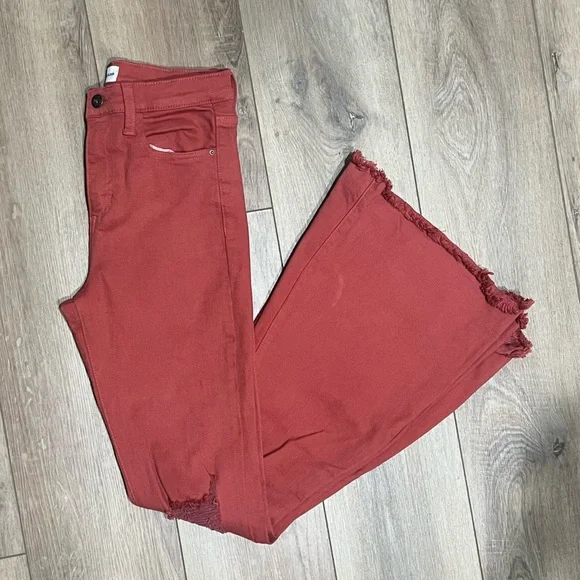 Sneak Peek Rust Burnt Orange Colored Bell Bottom Flare Jeans Size 3 / 26 - Picture 3 of 6